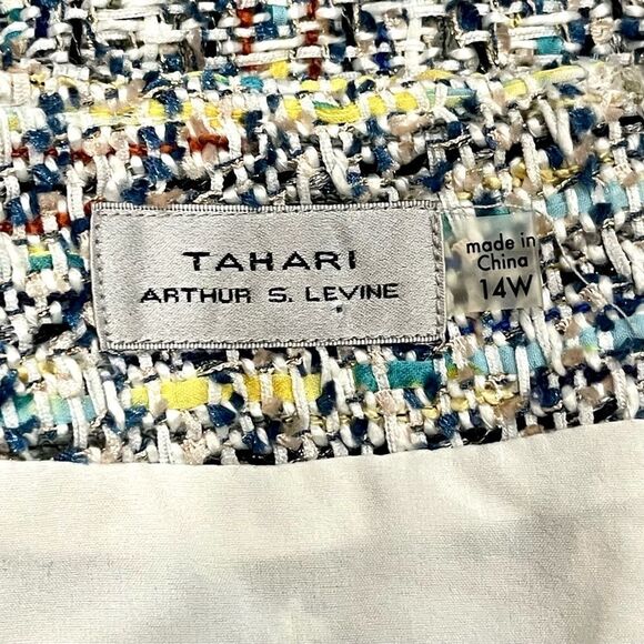 Tahari Multi Color Textured Lined Midi Skirt - Picture 9 of 11